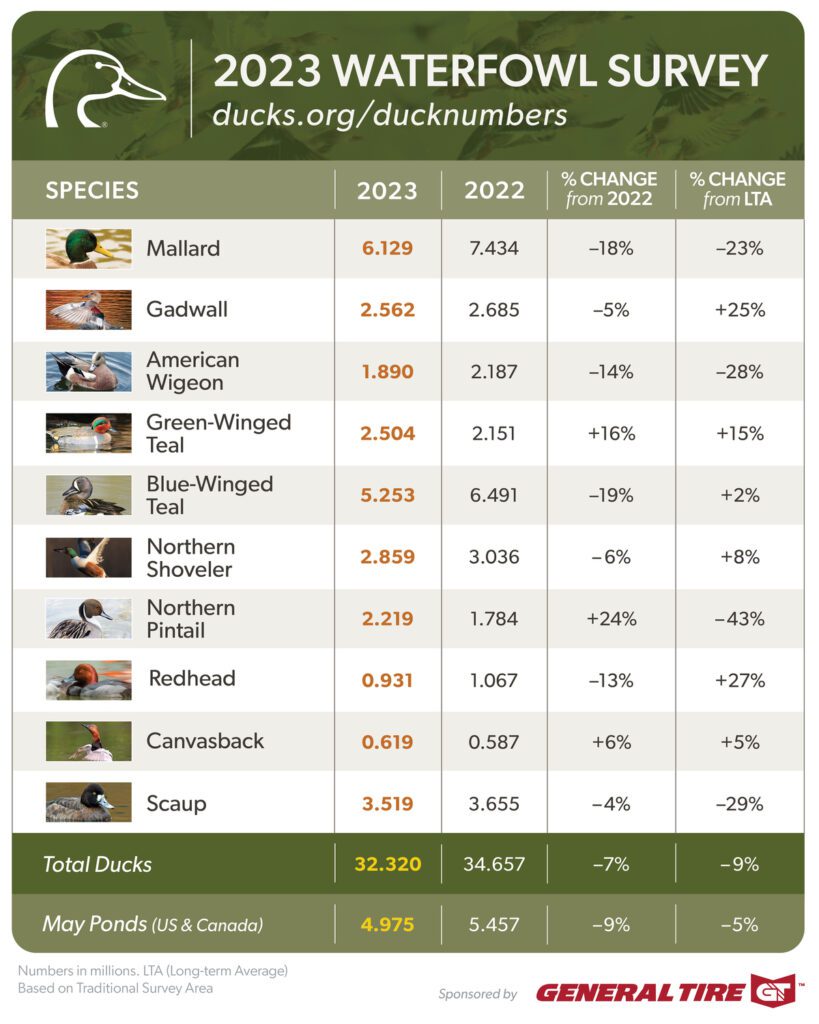 A population survey of ducks from ducks.org covering the Central region.